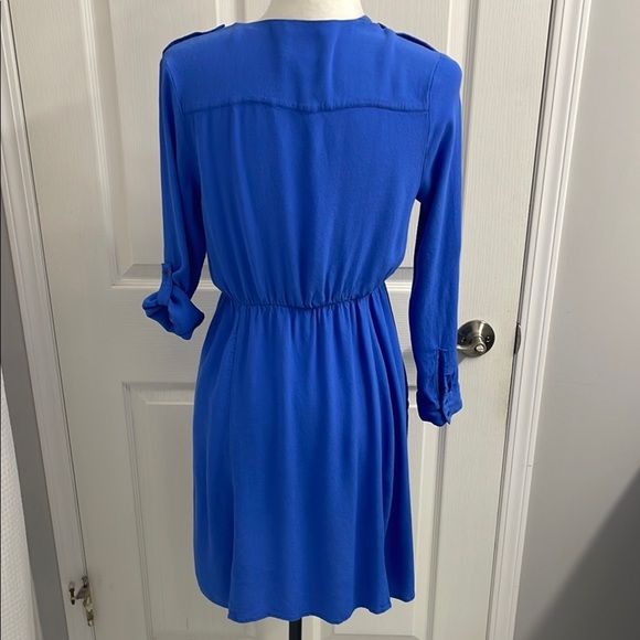 Maeve Anthropologie Blue Long Sleeve Wrap Dress - Picture 7 of 13